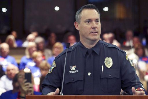 Coconut Creek Police Officer Michael Leonard speaks before the Broward County Commission meeting in Fort Lauderdale on Tuesday, Feb. 27, 2018, after it was proclaimed that February 27 is Officer Michael Leonard and Coconut Creek Police Department Appreciation Day. Officer Leonard stopped Marjory Stoneman Douglas High gunman Nikolas Cruz.