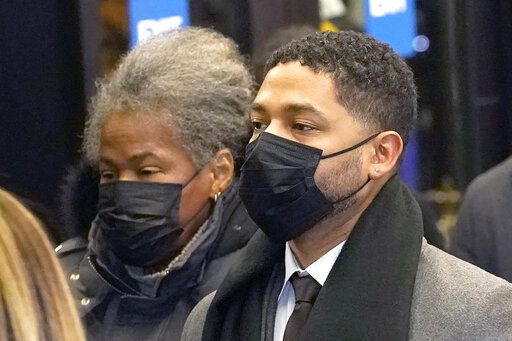 Actor Jussie Smollett, along with his mother Janet, returns to the Leighton Criminal Courthouse, Thursday, Dec. 9, 2021, in Chicago, after the jury notified Cook County Judge James Linn that they have reached a verdict in Smollett's trial.