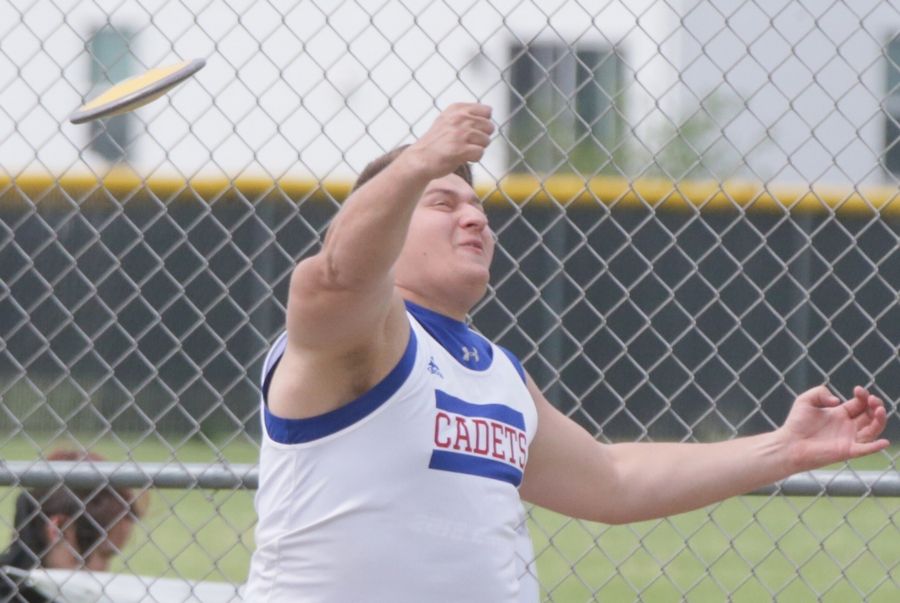 Marmion Academy's Bryce Langkan throws discus in the Class 1A Boys Sectional track meet on Friday, May 20, 2022 in Plano.
