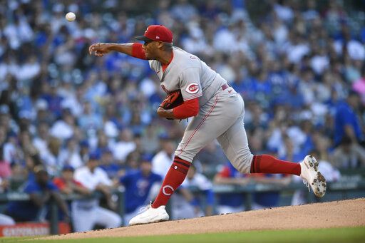 Cincinnati Reds starter Hunter Greene throws to a Chicago Cubs batter during the first inning of a baseball game Wednesday, June 29, 2022, in Chicago.